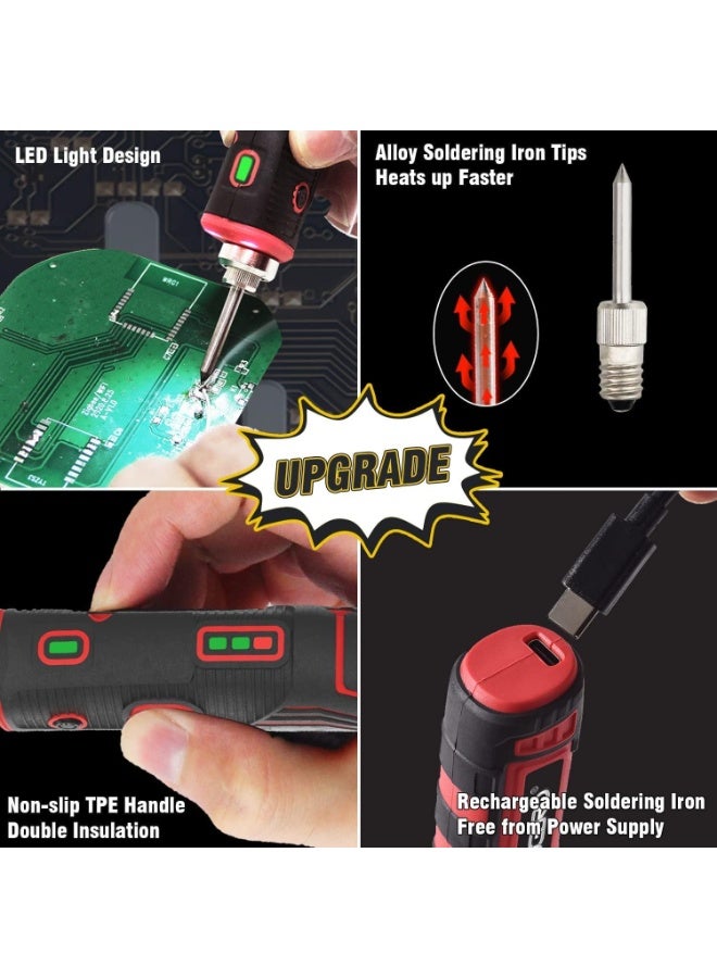 MAKINGTEC Portable Cordless Soldering Iron 1800mAh Rechargeable Soldering Tool Updated with Touch Sensor and LED Spotlight, Professional Safe Wireless Soldering Kit, Your Easy Electronic Welding Tools - Image 4